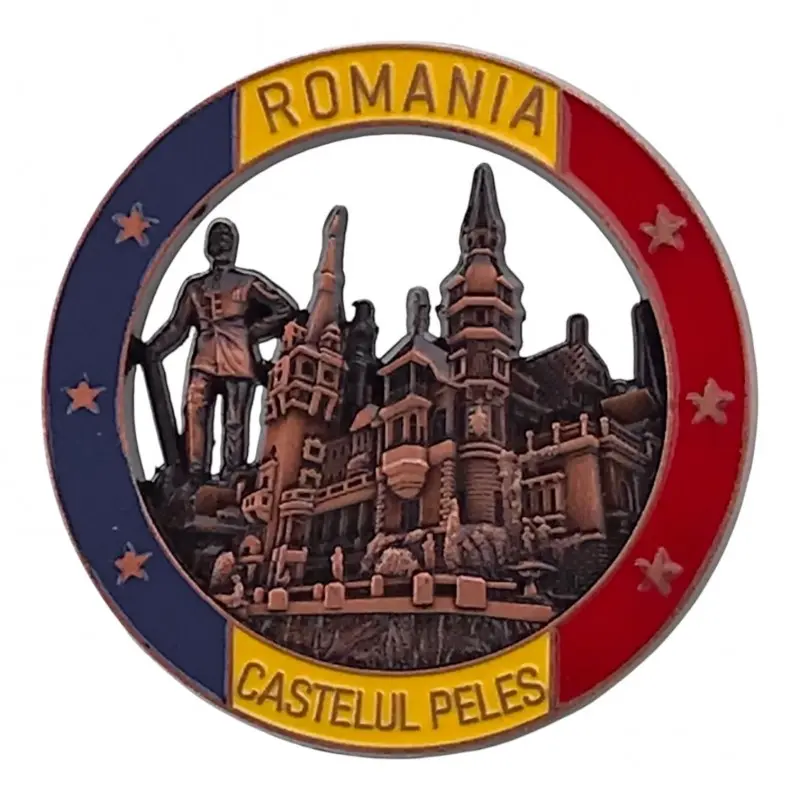 Castelul peles romania, magnet din metal rotund, model 3097h